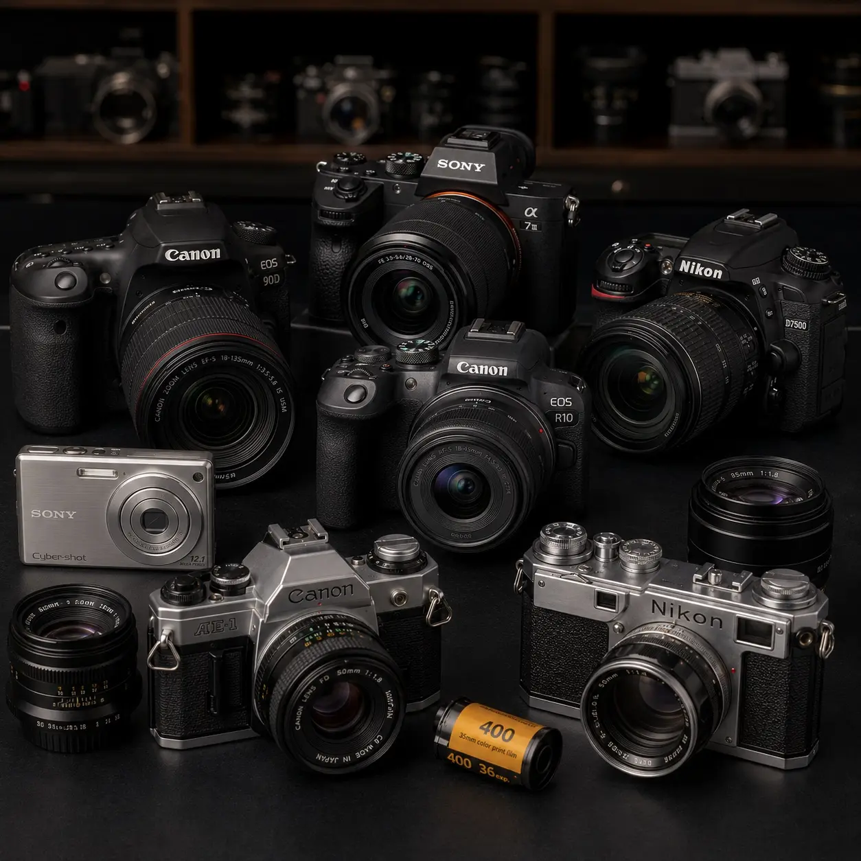 Canon, Nikon and Sony cameras we buy